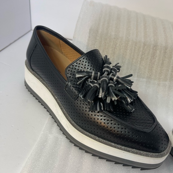 Johnston & Murphy Black Perforated Platform Loafers - Picture 9 of 16